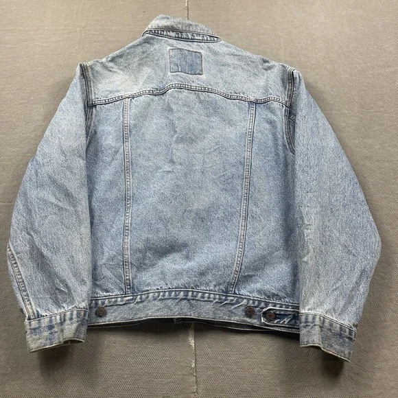 Levis Jacket Mens Medium* Denim Button Up Trucker Workwear Type 3 Blue Biker - Picture 4 of 11